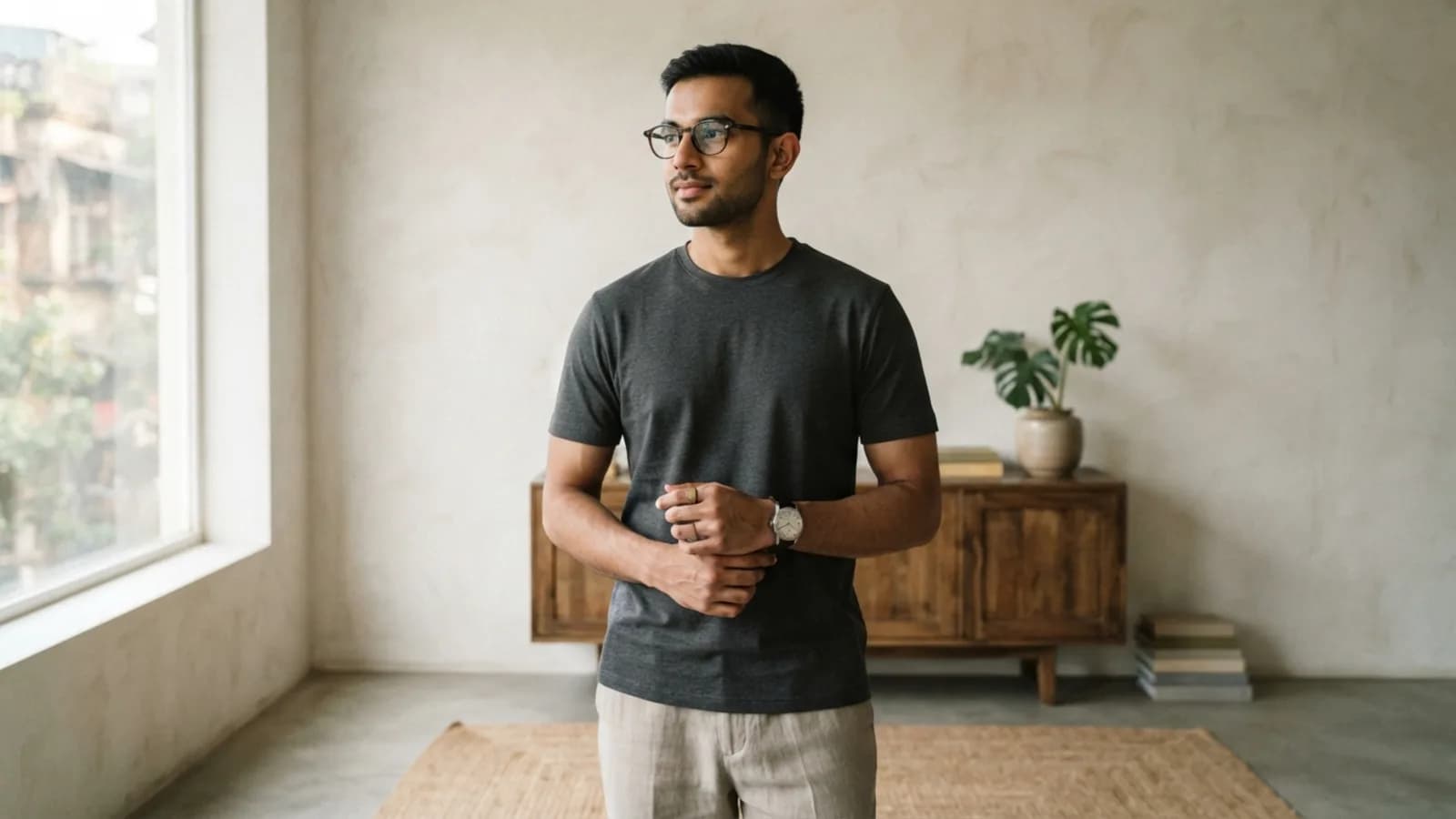 Minimalist Accessories: Watch, Glasses, Ring - Nothing Else