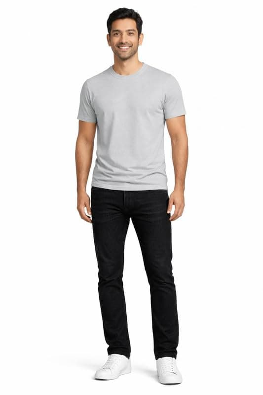 Supima Round Neck in Light Grey — alternate view