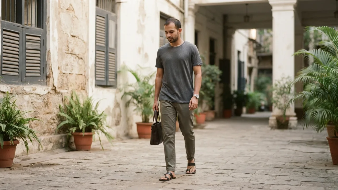 Minimalist editorial photo illustrating when bamboo viscose is genuinely the right choice, muted neutral tones, soft natural light, premium plain t-shirt context