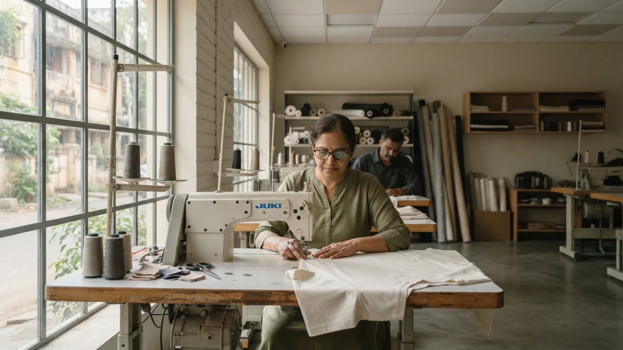 Minimalist editorial photo illustrating turnover also drops sharply at compliant units. a factory paying fairly and on time keeps skilled tailors for years rather than losing them every few months to whichever unit is hiring, and that stability shows up as more consistent stitching quality over time, since experienced hands make fewer mistakes than a constantly rotating floor., muted neutral tones, soft natural light, premium plain t-shirt context