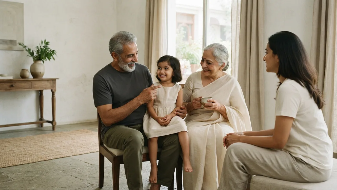 Minimalist editorial photo illustrating **grandparents and visitors.** a clean, well-fitted plain tee reads as put-together even on zero sleep. this is the entire point of a quiet-luxury approach: the fewer distracting details in the outfit, the less obvious it is that you did not plan it., muted neutral tones, soft natural light, premium plain t-shirt context