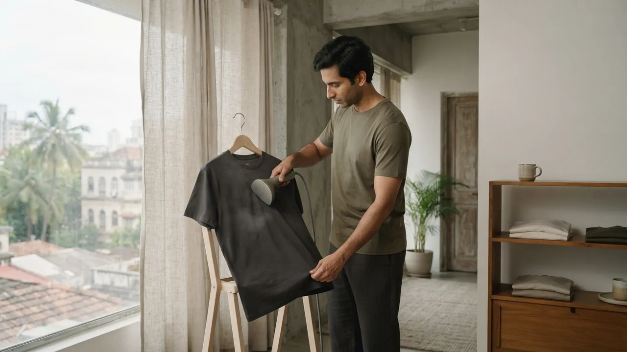 Minimalist editorial photo illustrating why prevention beats removal, especially for good cotton, muted neutral tones, soft natural light, premium plain t-shirt context