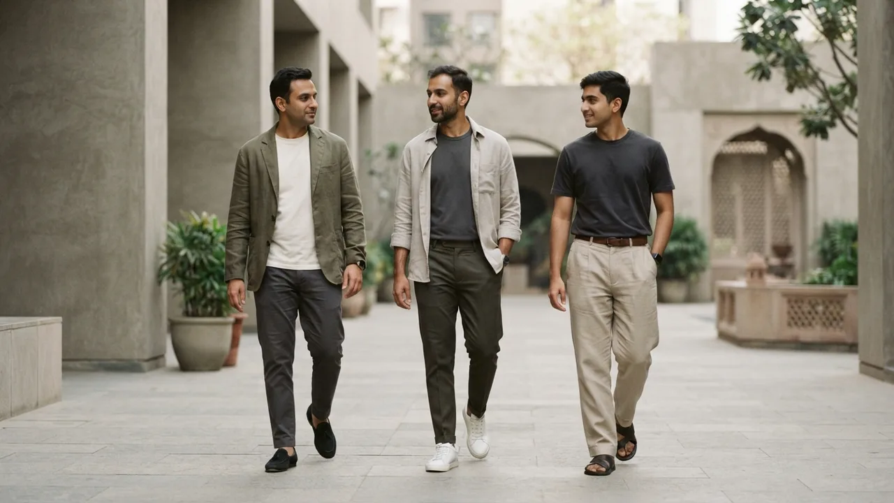 Minimalist editorial photo illustrating fit rules for this specific layering, muted neutral tones, soft natural light, premium plain t-shirt context