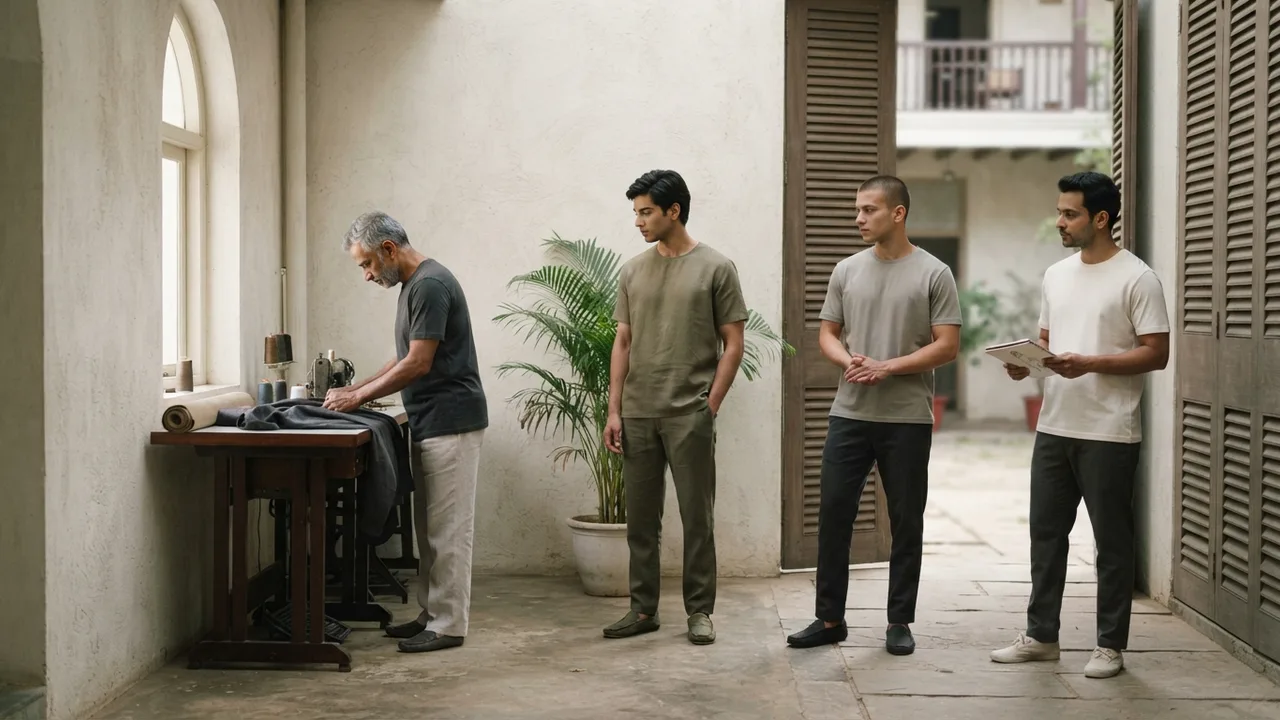 Minimalist editorial photo illustrating the full downgrade ladder at a glance, muted neutral tones, soft natural light, premium plain t-shirt context