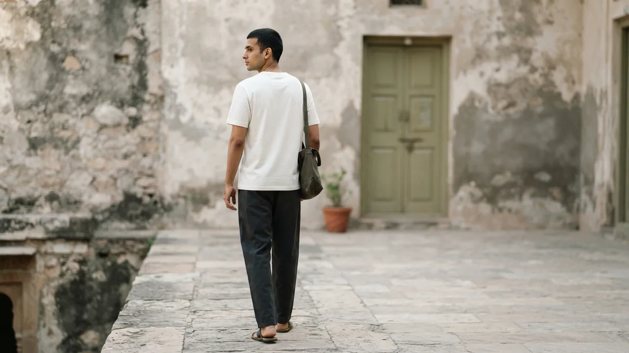 Minimalist editorial photo illustrating how to spot a white-labelled tee, muted neutral tones, soft natural light, premium plain t-shirt context