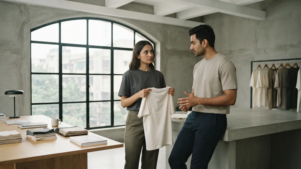 Minimalist editorial photo illustrating is white-labelling bad for you as a buyer?, muted neutral tones, soft natural light, premium plain t-shirt context